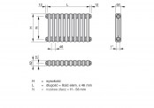 grzejnik Charleston 2 rys. tech. - 500 x 1150