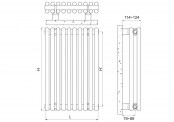 Rysunek techniczny grzejnika Sitar 2 Pion - 550 x 1088