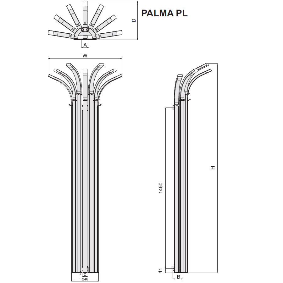 Rysunek techniczny grzejnika Palma